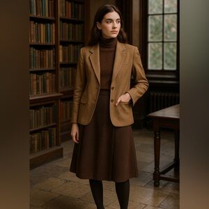 Vintage Weathervane 100% Wool Blazer 12 Brown Herringbone Made in USA Union